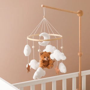 Soft Felt Teddy Bear Baby Crib Mobile - Pink Velvet Animal Hanging Toy for Infants (0-12 Months)