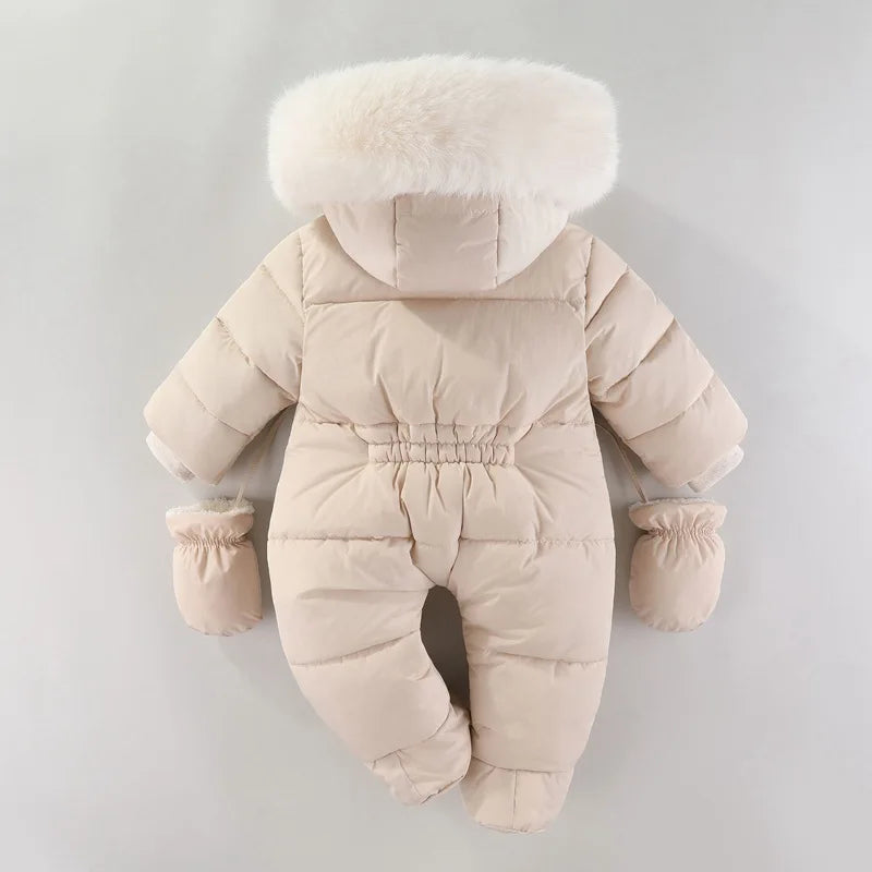 Warm Winter Jumpsuit by childdkivy with Hood and Fur Trim – Perfect for Babies (3-18M)!