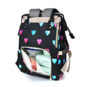 Floral Chic: Diaper Backpack with Stroller Straps