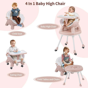 XMSJ 4-in-1 High Chair: Convertible High Chair with Removable Tray for Babies and Toddlers, Modern Design