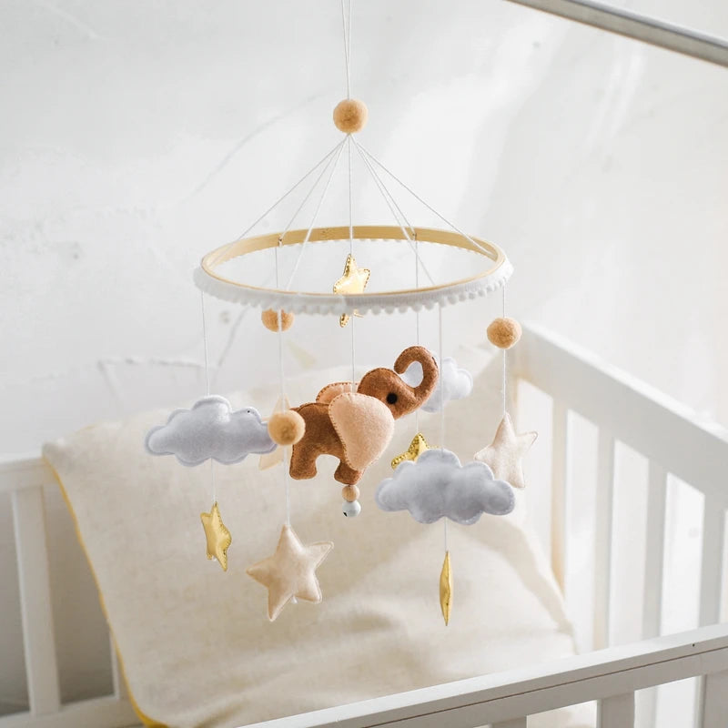 Musical Baby Crib Mobile with Hot Air Balloon – Wooden Bed Bell Rattle Toy for Newborns