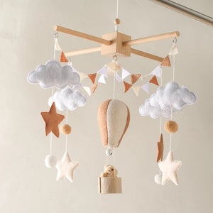 Musical Baby Crib Mobile with Hot Air Balloon – Wooden Bed Bell Rattle Toy for Newborns