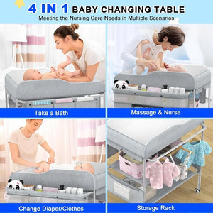 XMSJ Adjustable Height Changing Table with Multi-Component Storage