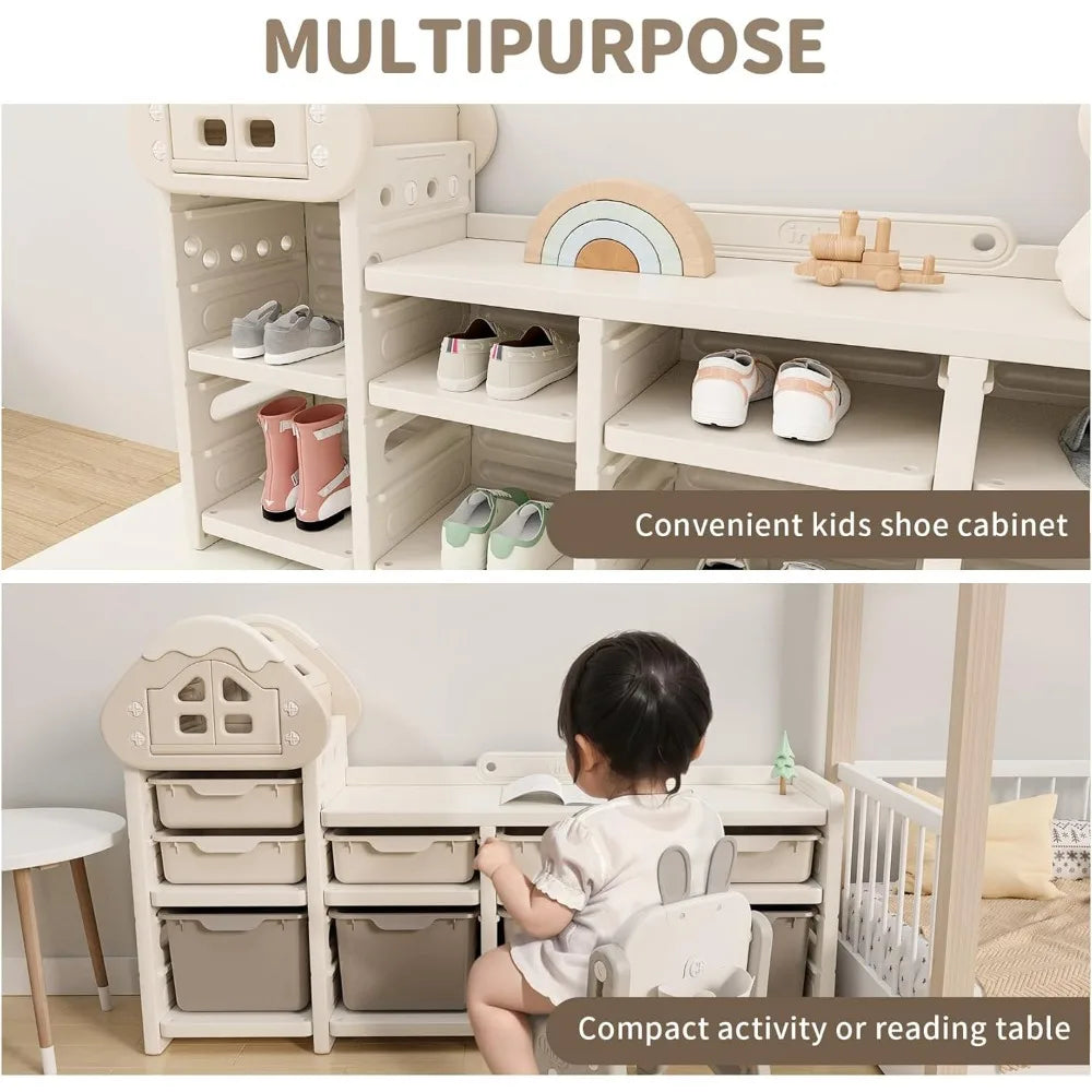 UNICOO Kids House Storage Organizer with 3-Tier Shelves