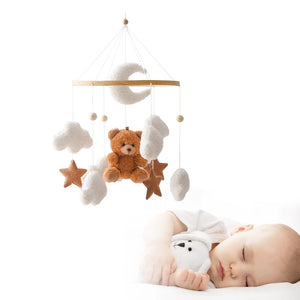 Soft Felt Teddy Bear Baby Crib Mobile - Pink Velvet Animal Hanging Toy for Infants (0-12 Months)