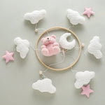 Soft Felt Teddy Bear Baby Crib Mobile - Pink Velvet Animal Hanging Toy for Infants (0-12 Months)