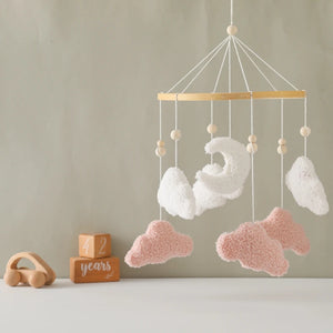 Soft Felt Teddy Bear Baby Crib Mobile - Pink Velvet Animal Hanging Toy for Infants (0-12 Months)