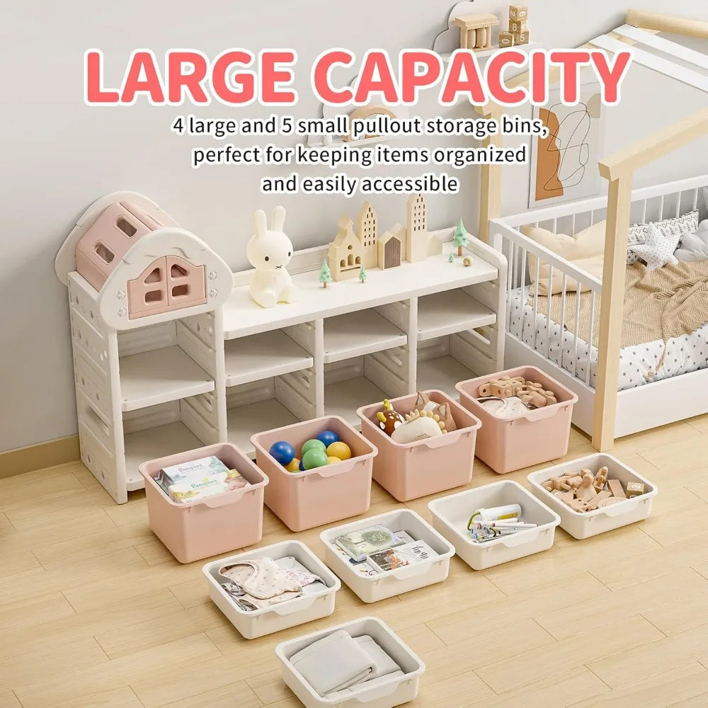 UNICOO Kids House Storage Organizer with 3-Tier Shelves