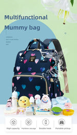 Floral Chic: Diaper Backpack with Stroller Straps