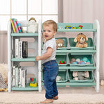 Costzon Kids Multi-Purpose Bookshelf and Toy Organizer with 4-Tier Storage and 6 Removable Bins