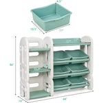 Costzon Kids Multi-Purpose Bookshelf and Toy Organizer with 4-Tier Storage and 6 Removable Bins