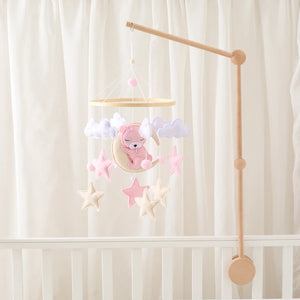 Soft Felt Teddy Bear Baby Crib Mobile - Pink Velvet Animal Hanging Toy for Infants (0-12 Months)