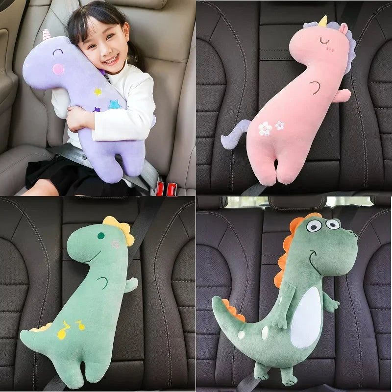 1Pc Baby Car Seat Head Support & Belt Protector – Cute Cartoon Safety Pillow for Kids