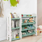 Costzon Kids Multi-Purpose Bookshelf and Toy Organizer with 4-Tier Storage and 6 Removable Bins