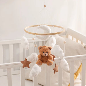 Soft Felt Teddy Bear Baby Crib Mobile - Pink Velvet Animal Hanging Toy for Infants (0-12 Months)