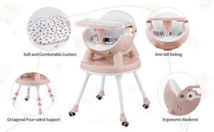 XMSJ 4-in-1 High Chair: Convertible High Chair with Removable Tray for Babies and Toddlers, Modern Design