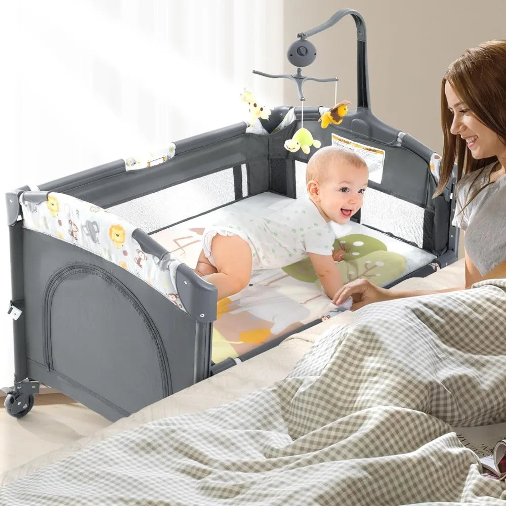 XMSJ 5-in-1 Multifunctional Crib – Comfort, Safety, and Versatility for Your Baby