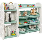 Costzon Kids Multi-Purpose Bookshelf and Toy Organizer with 4-Tier Storage and 6 Removable Bins