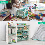 Costzon Kids Multi-Purpose Bookshelf and Toy Organizer with 4-Tier Storage and 6 Removable Bins