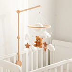 Soft Felt Teddy Bear Baby Crib Mobile - Pink Velvet Animal Hanging Toy for Infants (0-12 Months)