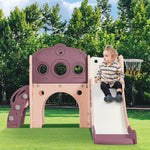 Merax 7-in-1 Toddler Slide Playset with Basketball Hoop and Telescope