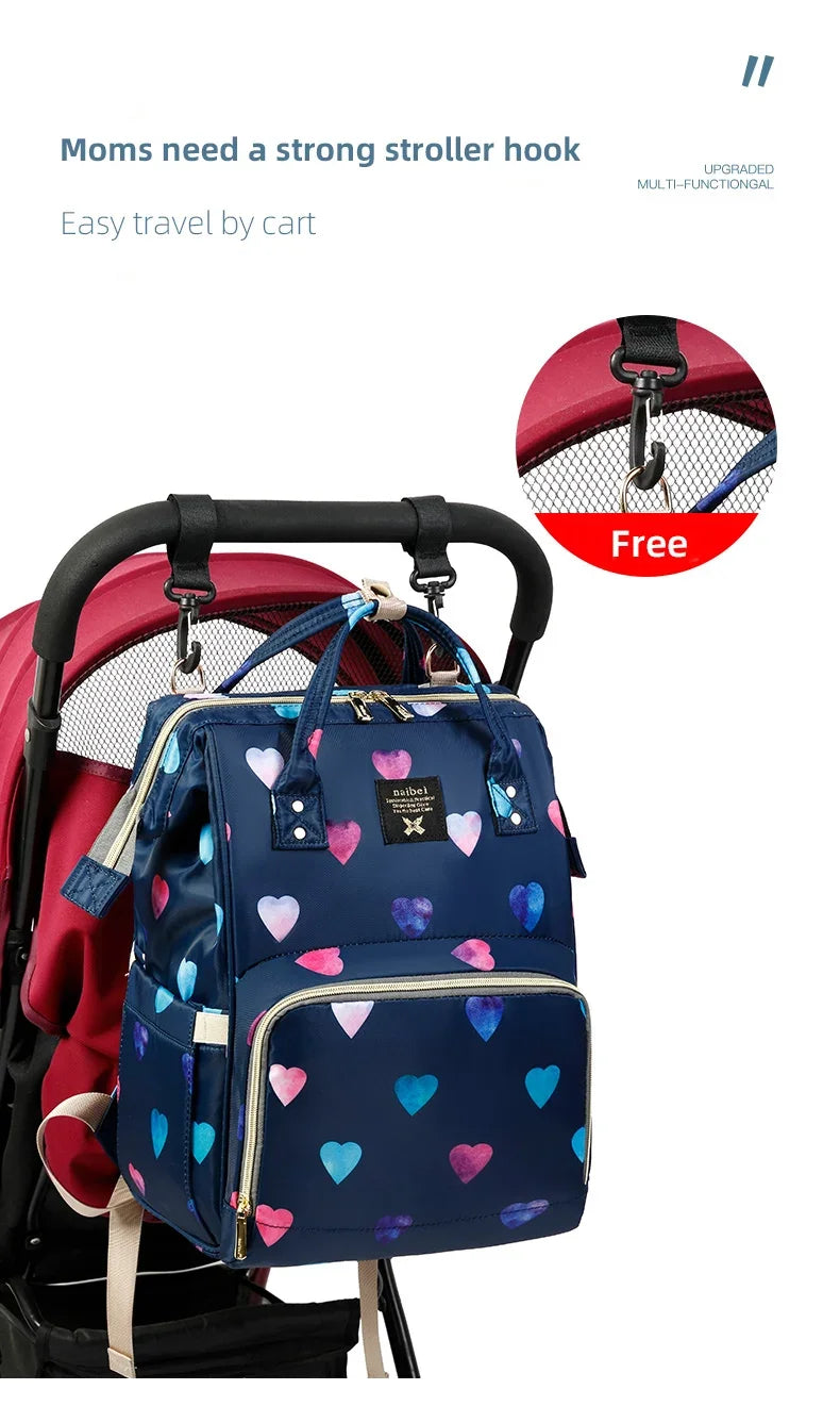 Floral Chic: Diaper Backpack with Stroller Straps