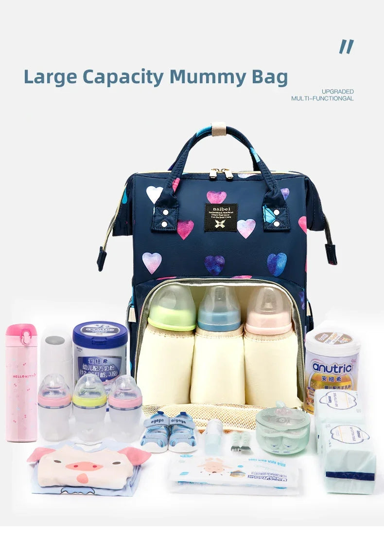 Floral Chic: Diaper Backpack with Stroller Straps