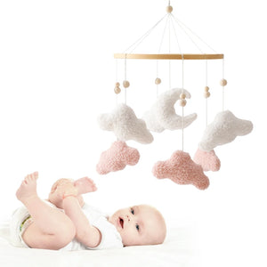 Soft Felt Teddy Bear Baby Crib Mobile - Pink Velvet Animal Hanging Toy for Infants (0-12 Months)