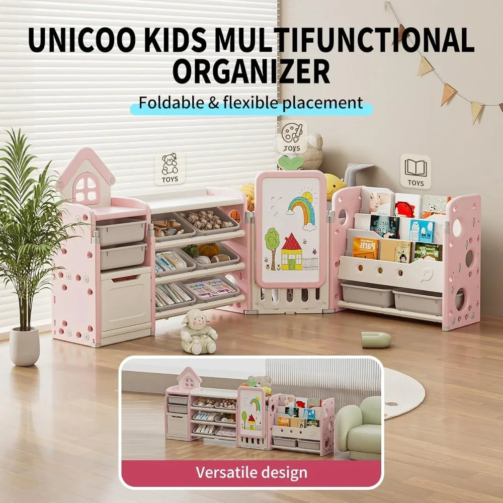 UNICOO Multifunctional Toy Storage Organizer with 3-Tier Shelves