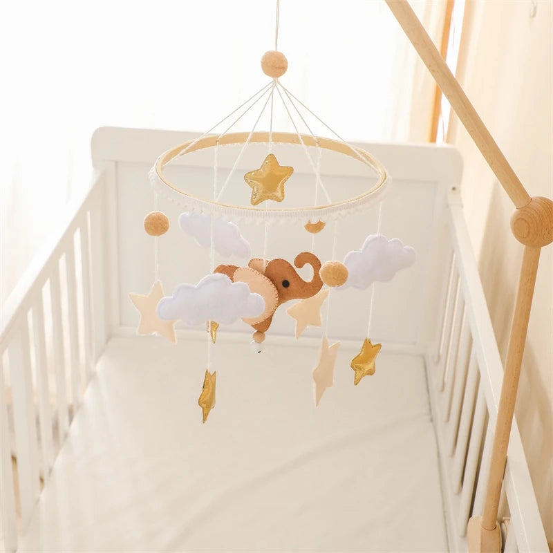 Musical Baby Crib Mobile with Hot Air Balloon – Wooden Bed Bell Rattle Toy for Newborns