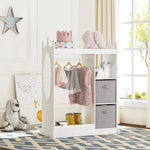 Kids Play Armoire with Mirror, Storage Bins, and Closet for Dress Up and Costumes (White) by XMSJ