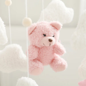 Soft Felt Teddy Bear Baby Crib Mobile - Pink Velvet Animal Hanging Toy for Infants (0-12 Months)