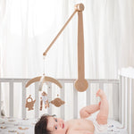 Let's Make" Baby Musical Rattle Toy – Wooden Mobile with Music Box for Newborns 0-12 Months, Crib Hanging Toy with Holder & Soft Elements