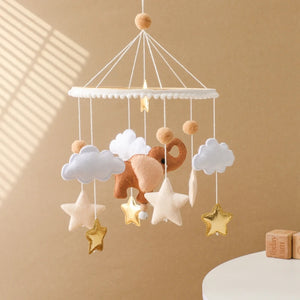 Musical Baby Crib Mobile with Hot Air Balloon – Wooden Bed Bell Rattle Toy for Newborns