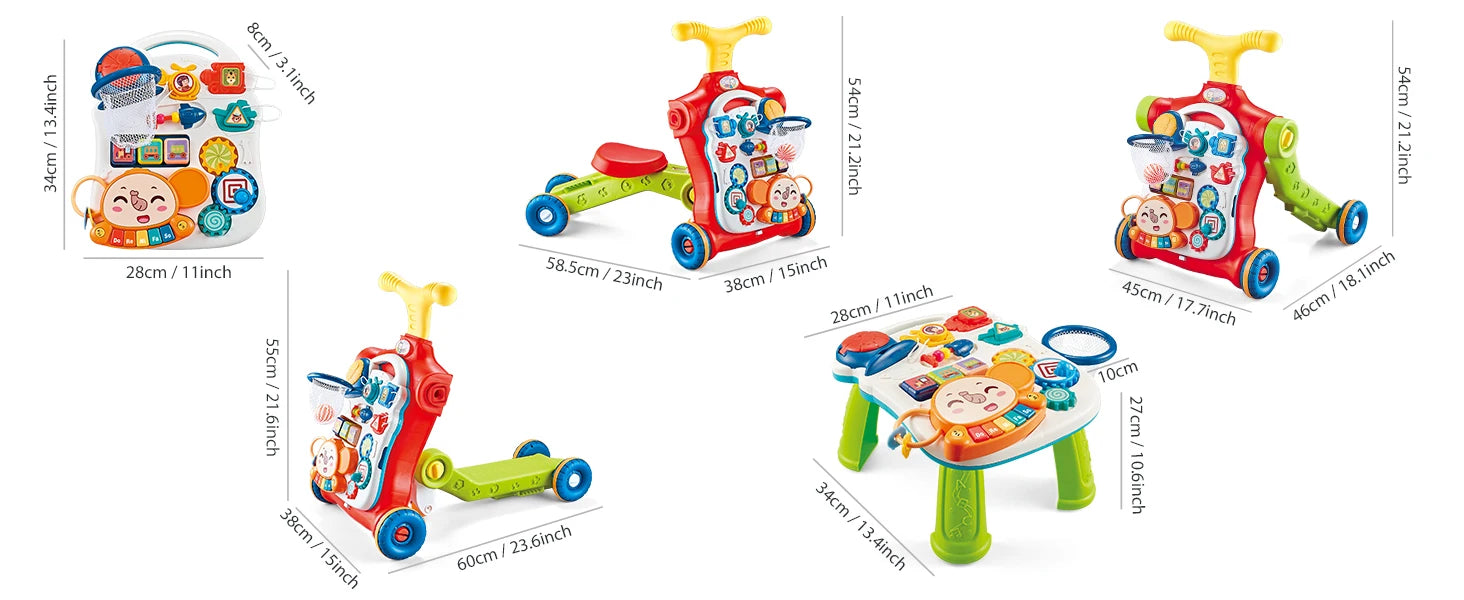 VATOS 5-in-1 Sit-to-Stand Learning Walker Scooter Balance Bike with Music Toys for Toddlers