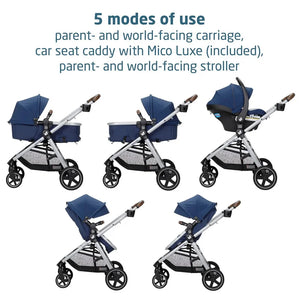 Zelia™ Luxe 5-in-1 Modular Baby Travel System: Car Seat and Stroller Combo in New Hope Navy – Ultimate Comfort and Style