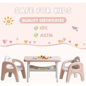 Doreroom Plastic Children Activity Table with 2 Chairs