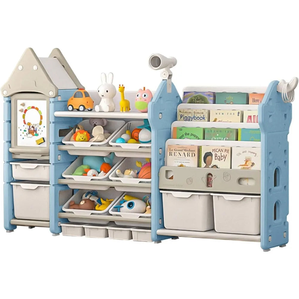 UNICOO Kids Toy Storage Organizer and Children Bookshelf with 14 Bins