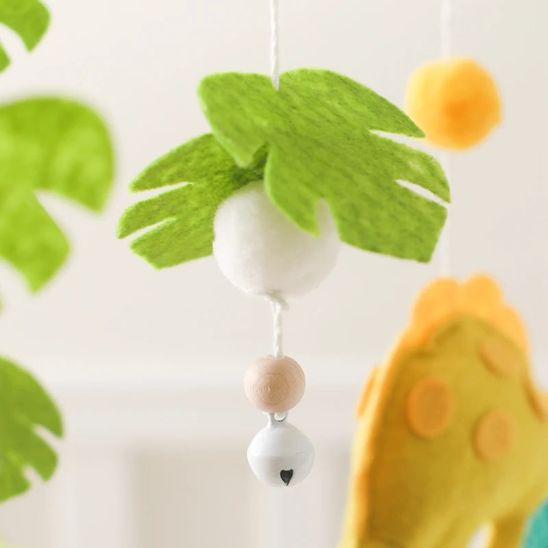 Wooden Rattle Toys for Baby – Musical Animal Crib Mobile with Soft Felt Hot Balloon Bed Bell, Newborn Hanging Toy with Crib Bracket – Perfect Baby Gift