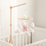 Soft Felt Teddy Bear Baby Crib Mobile - Pink Velvet Animal Hanging Toy for Infants (0-12 Months)