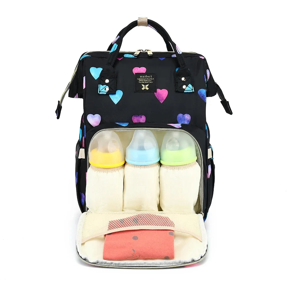 Floral Chic: Diaper Backpack with Stroller Straps