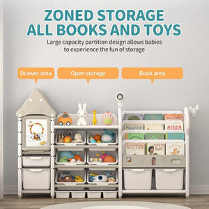 UNICOO Kids Toy Storage Organizer and Children Bookshelf with 14 Bins