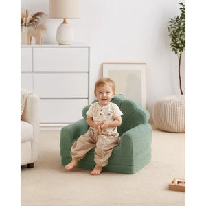 RUO WU 2-in-1 Kids Sofa – Convertible Lounge Chair with Cute Seashell Design, Green