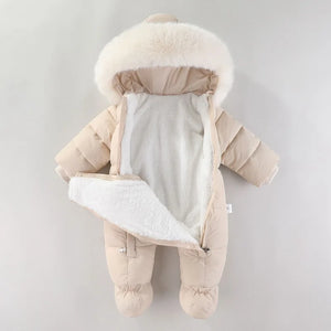 Warm Winter Jumpsuit by childdkivy with Hood and Fur Trim – Perfect for Babies (3-18M)!