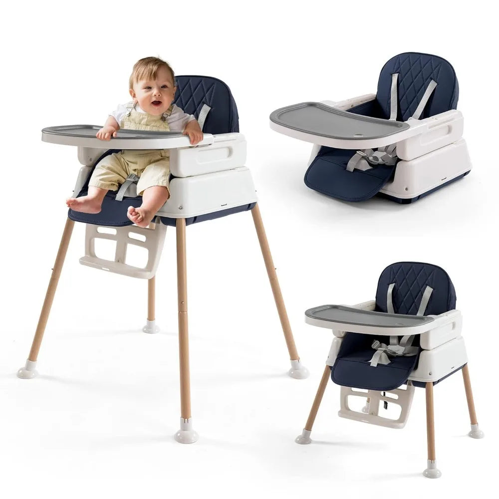 XMSJ 3-in-1 Convertible Baby High Chair with Adjustable Tray