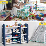 Costzon Kids Multi-Purpose Bookshelf and Toy Organizer with 4-Tier Storage and 6 Removable Bins