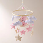 Soft Felt Teddy Bear Baby Crib Mobile - Pink Velvet Animal Hanging Toy for Infants (0-12 Months)