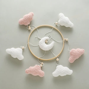 Soft Felt Teddy Bear Baby Crib Mobile - Pink Velvet Animal Hanging Toy for Infants (0-12 Months)