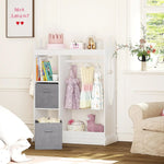 Kids Play Armoire with Mirror, Storage Bins, and Closet for Dress Up and Costumes (White) by XMSJ