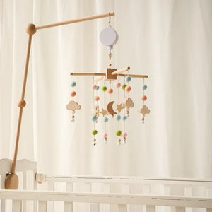 Musical Baby Crib Mobile with Hot Air Balloon – Wooden Bed Bell Rattle Toy for Newborns